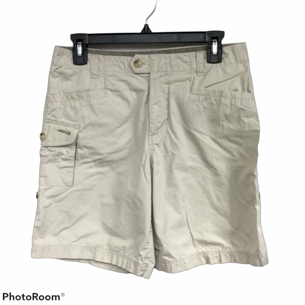 Columbia Cargo Hiking Shorts Cuffed Pockets 9 Inch Cotton Stone Khaki Size 8 - Picture 2 of 7